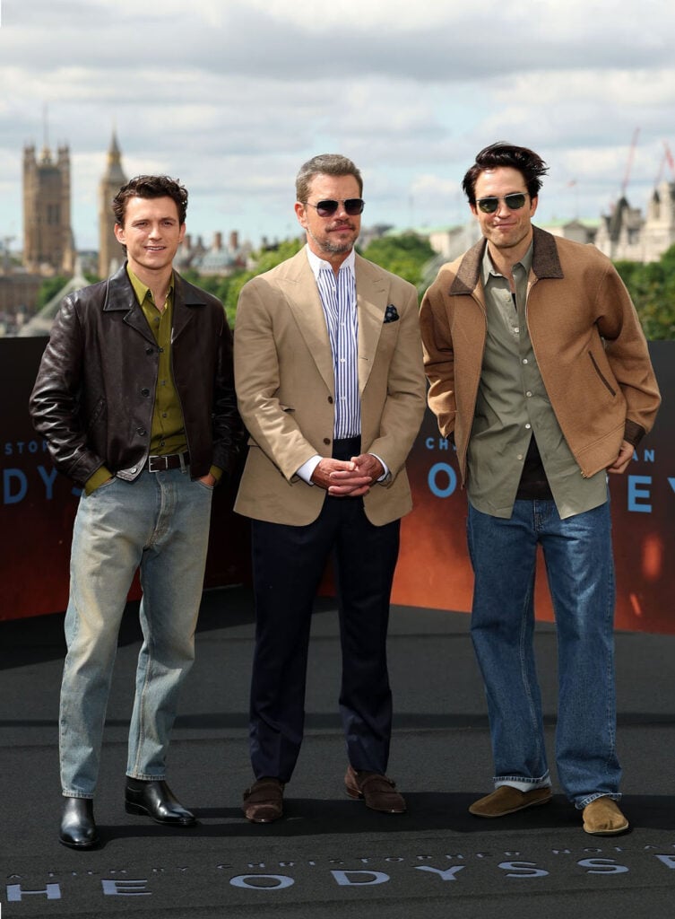 Tom Holland, Matt Damon and Robert Pattinson attend "The Odyssey" London Photocall