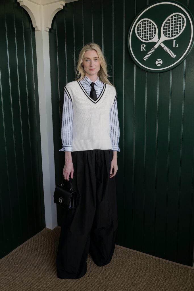 Elizabeth Debicki wearing Ralph Lauren at the Wimbledon 2026 men's final in London.