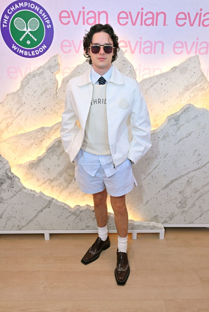 Harry Collett attends the evian 'Mountain of Youth' VIP Suite during Day 8 of The Championships