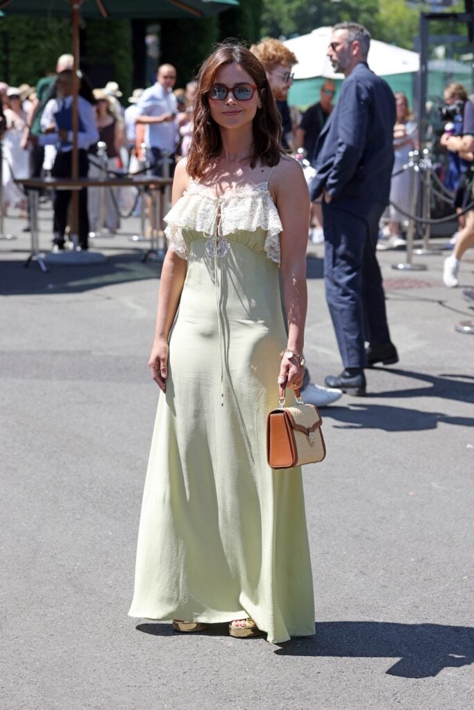 Jenna Coleman wearing Chloé at the Wimbledon 2026 men's final.