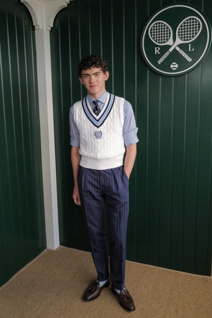 Joe Locke, wearing Ralph Lauren, attends the Ralph Lauren Suite during The Championships, Wimbledon 