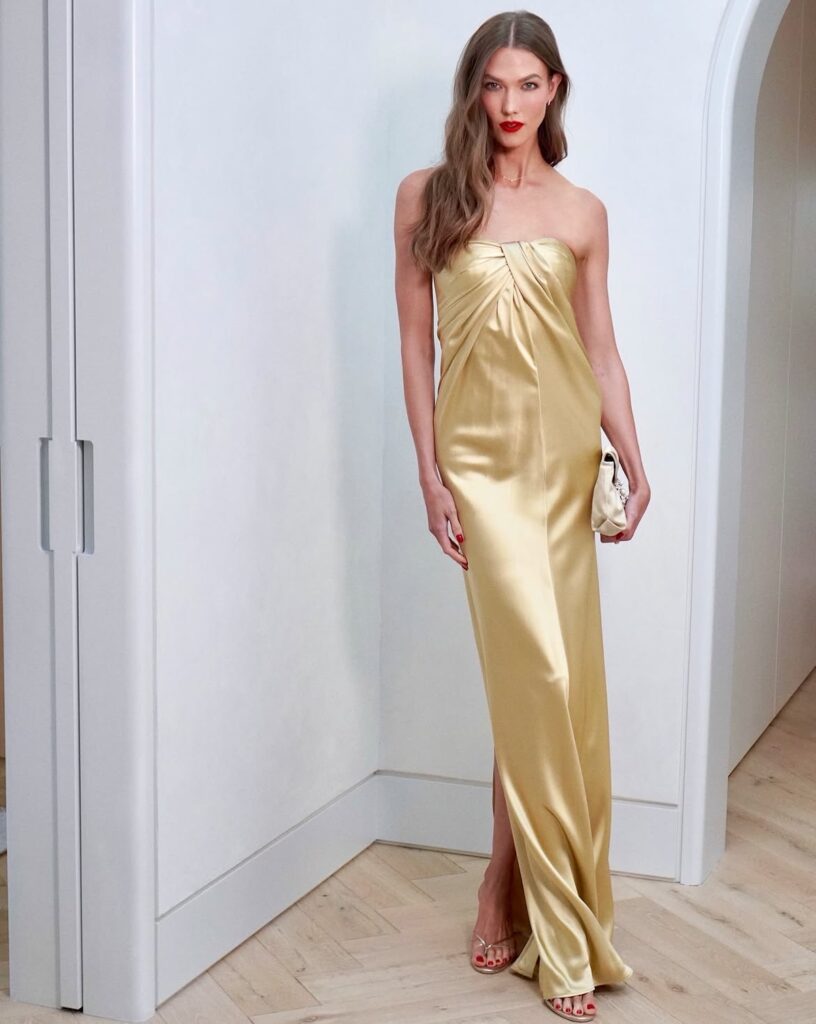 Karlie Kloss wears TOVE Fall 2026 at Taylor Swift and Travis Kelce's wedding.
