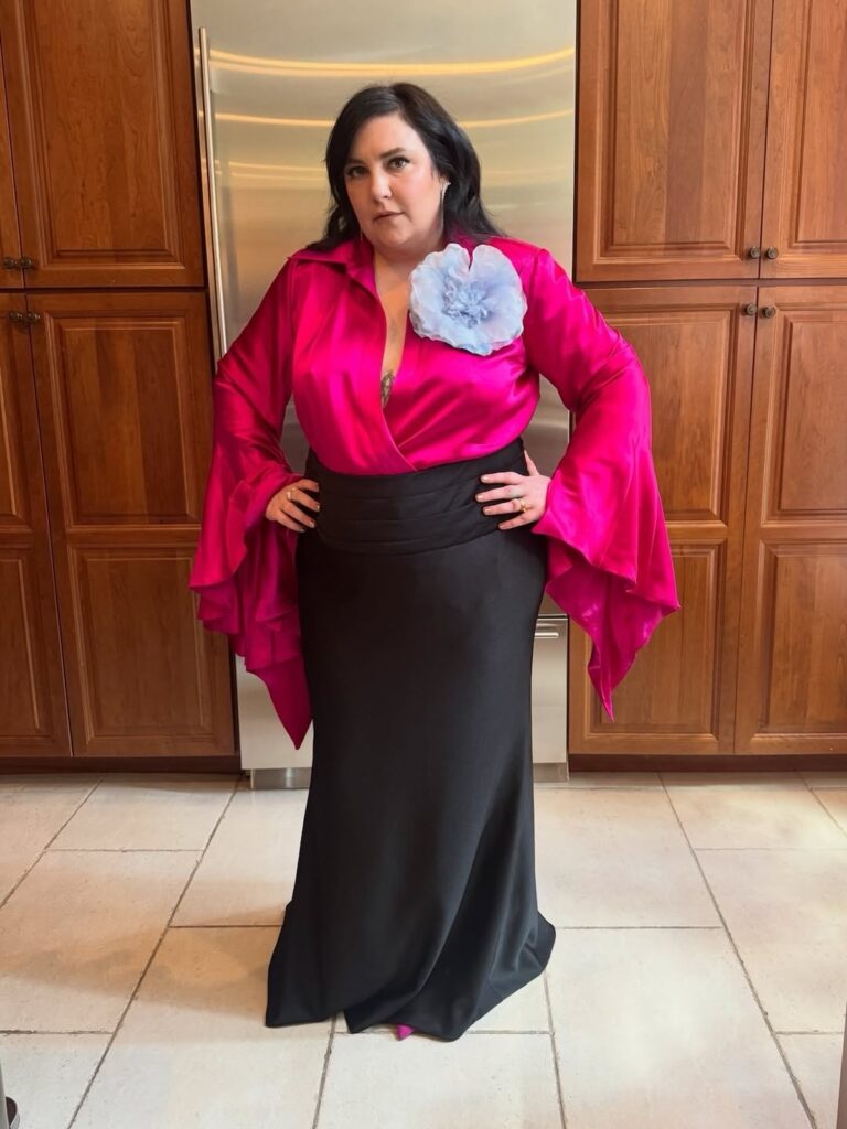 Lena Dunham wears a custom Christian Cowan design at Taylor Swift and Travis Kelce's wedding.