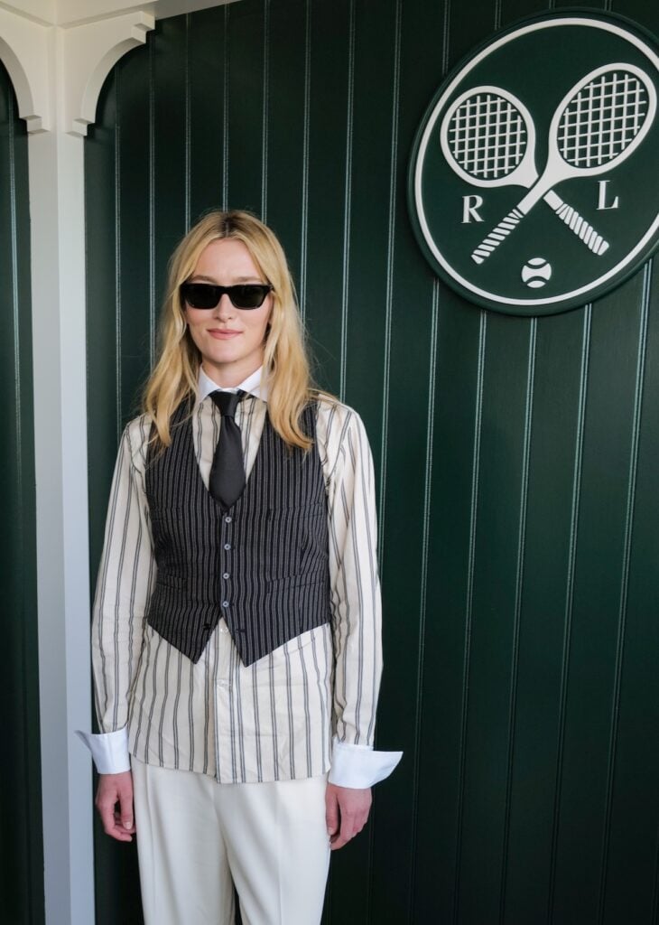 Sarah Pidgeon wearing Ralph Lauren at the Wimbledon 2026 men's final in London.