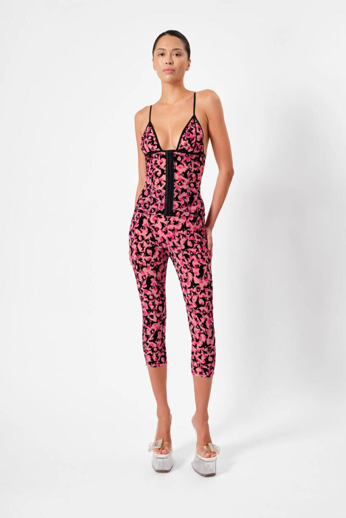 Poster Girl pink leopard-print Doll top and Knockout capri pants from the brand's look book.