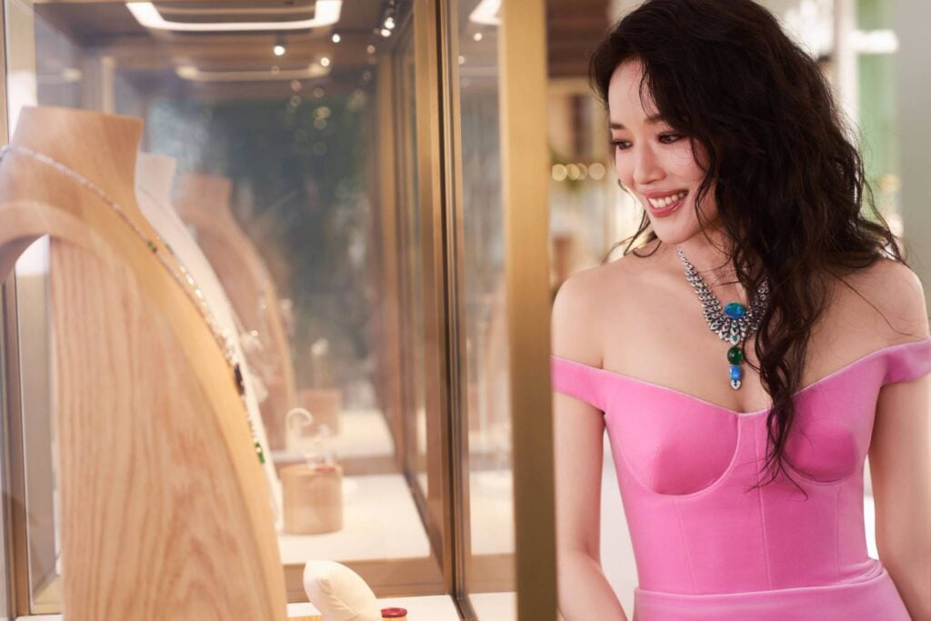Shu Qi's pink velvet Alex Perry gown and Cartier high jewellery at the 2026 Cartier High Jewelry Exhibition in Dali.