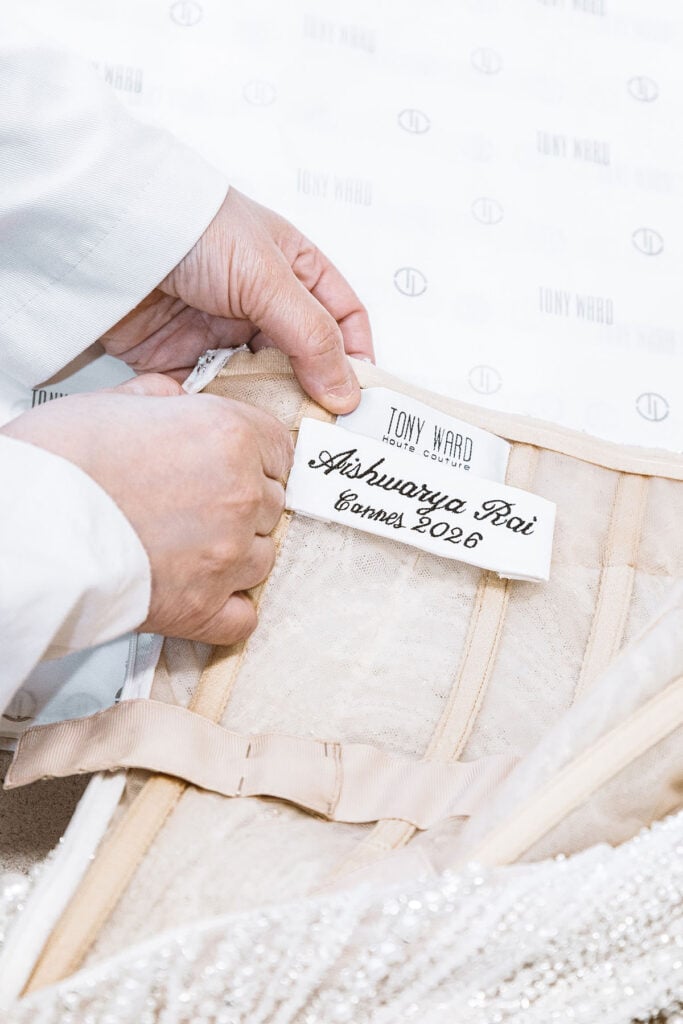 Tony Ward Couture label inside Aishwarya Rai Bachchan's unseen custom Cannes gown.