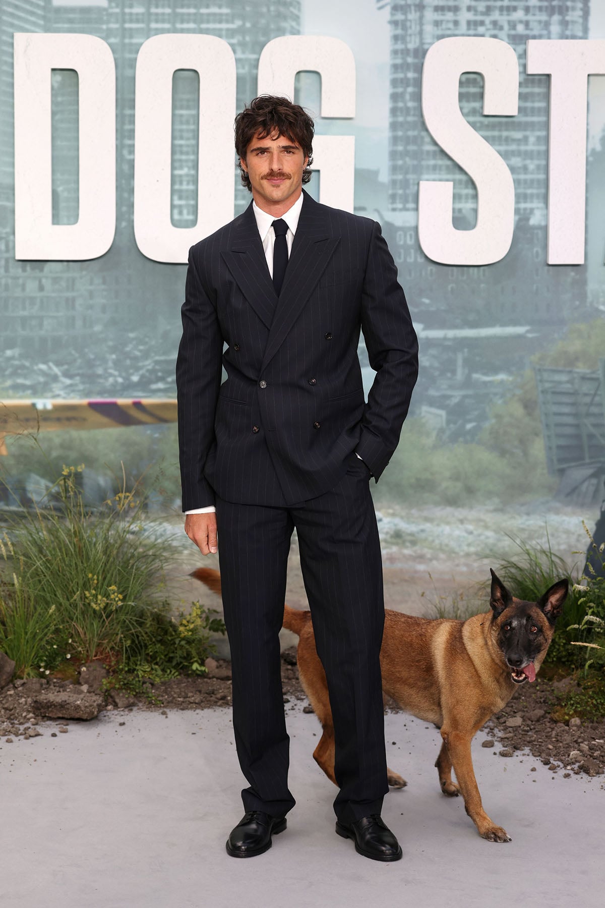 Jacob Elordi’s Bottega Veneta Pinstripe Suit at ‘The Dog Stars’ Premiere