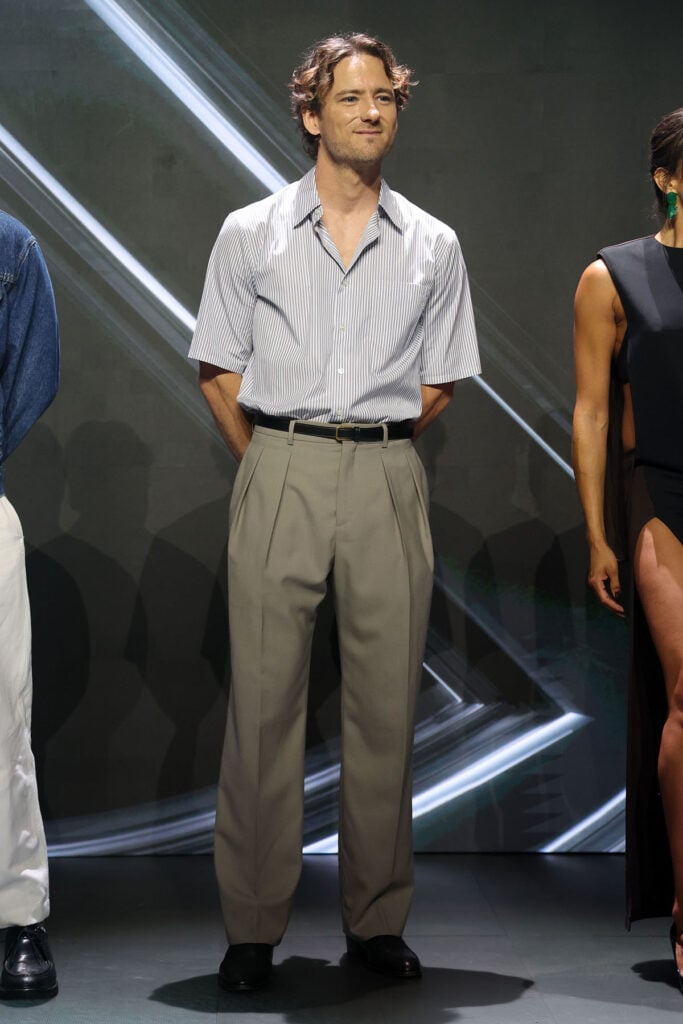 Lewis Pullman wearing Saint Laurent by Anthony Vaccarello at the 2026 San Diego Comic-Con Marvel Studios panel.
