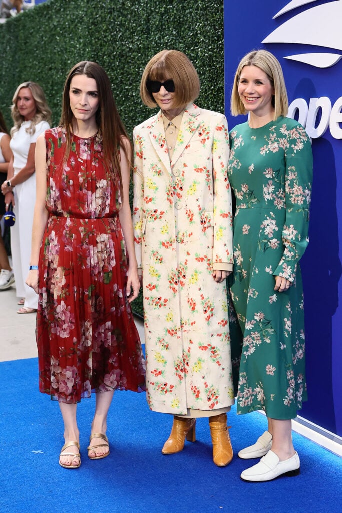 Bee Carrozzini, Anna Wintour and Elizabeth Cordry Shaffer in Gucci, Prada and Erdem at the 2026 US Open