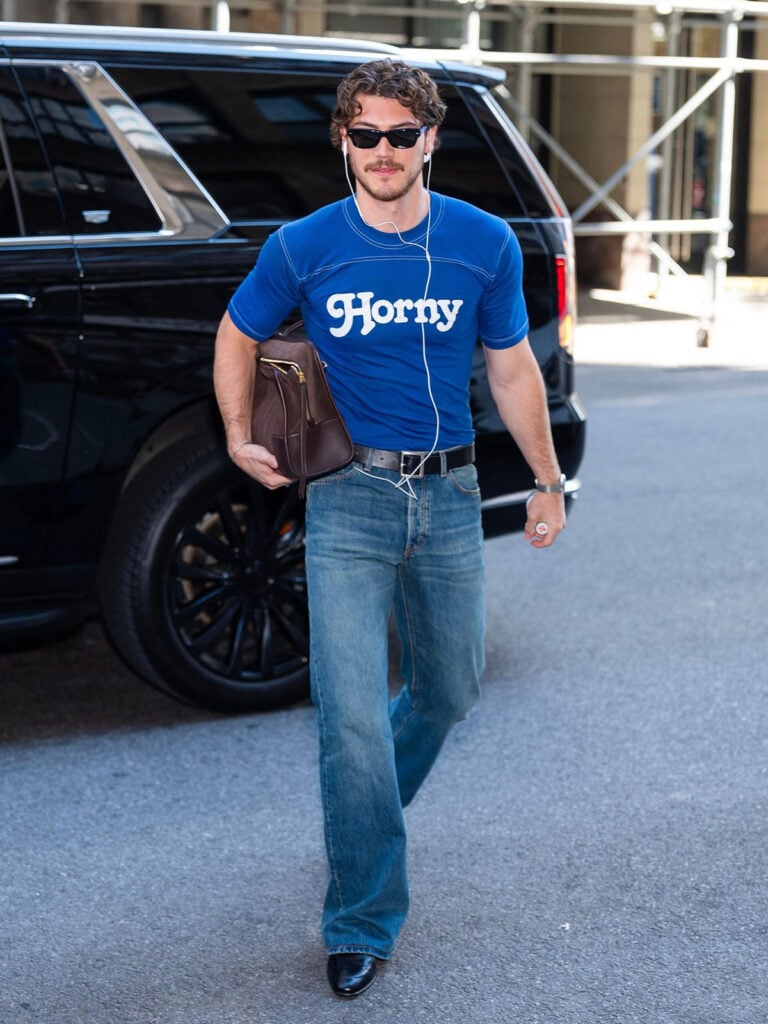 Jack Innanen showcases three looks while promoting Adults Season 2 in New York.