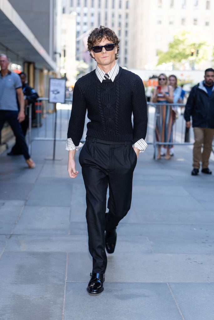 Mason Thames wearing a Saint Laurent Fall 2026 look for his TODAY appearance in New York