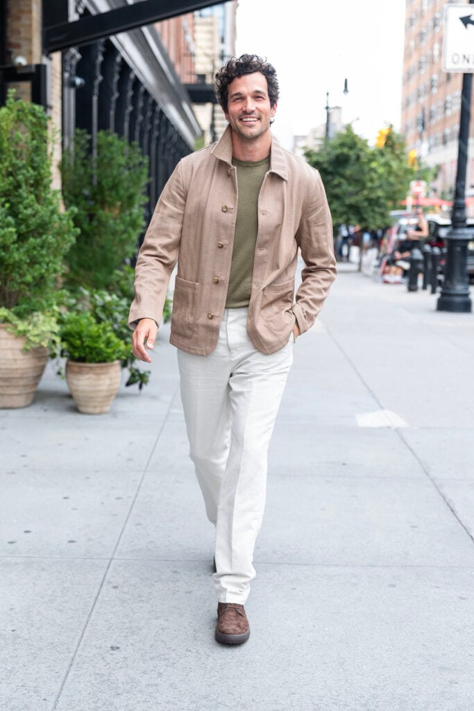 Paul Anthony Kelly in Falconeri in New York and Colman Domingo in Valentino sneakers in Los Angeles.