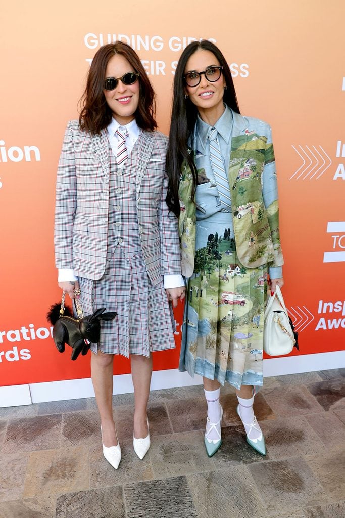 Demi Moore and Tallulah Willis wearing contrasting Thom Browne looks at the 2026 Step Up Inspiration Awards in Los Angeles.