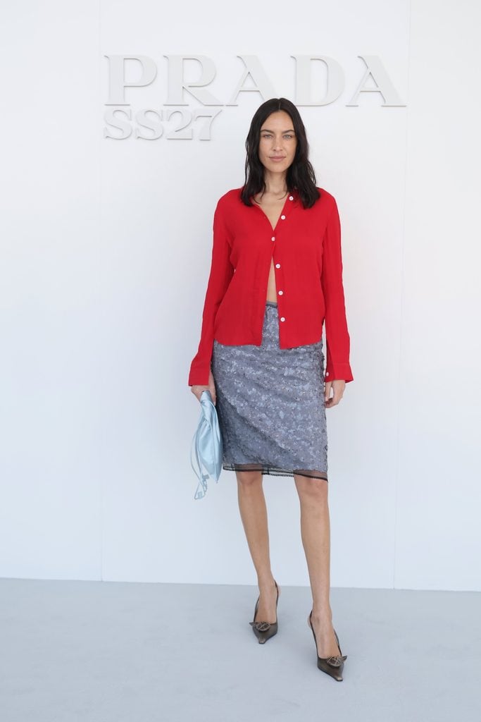 Alexa Chung wearing Prada at the Spring/Summer 2027 womenswear show in Milan.