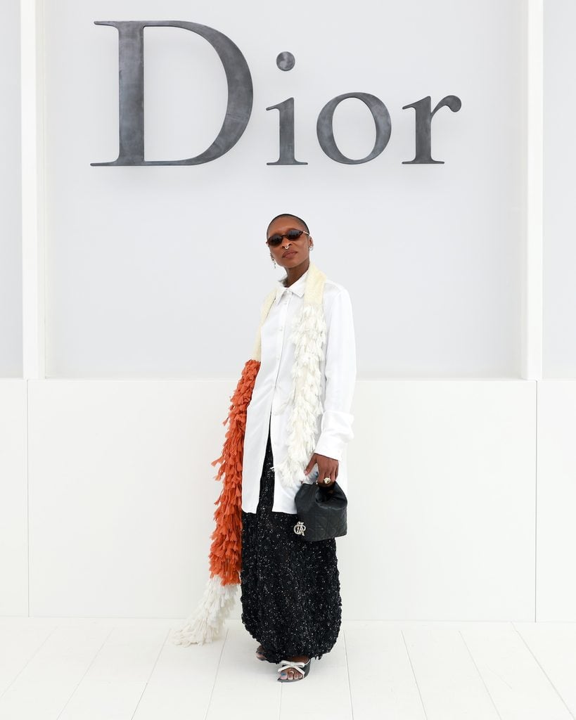 Cynthia Erivo wearing Dior at the Dior Spring 2027 show in Paris.