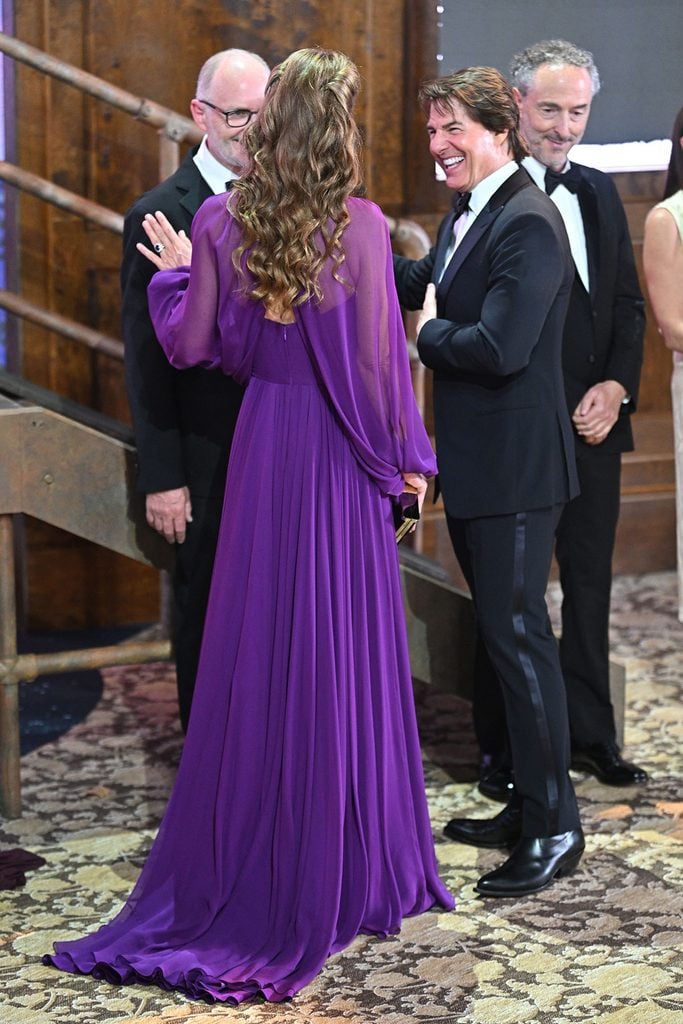 But I am completely blown away by this Jenny Packham chiffon gown. The floaty layers and that hypnotic shade of amethyst make this one of Catherine’s most memorable red carpet looks for me. From the back, the cut-out adds an unexpected detail to an otherwise romantic silhouette.