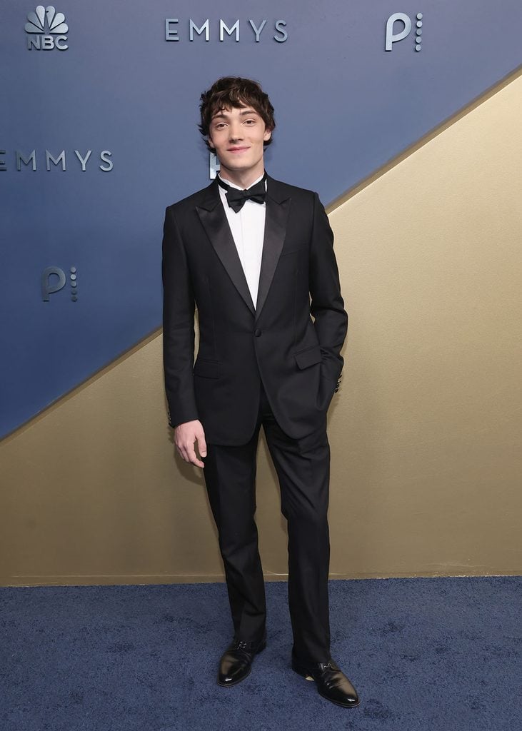 Donovan Colan wearing a black Dior tuxedo at the 2026 Emmy Awards.