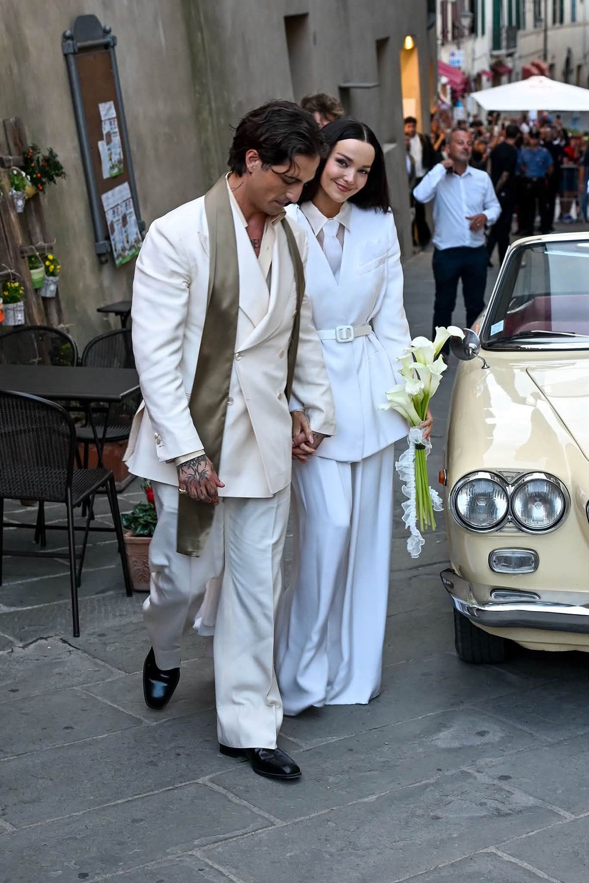 Dove Cameron and Damiano David Swap Dark Glamour for Wedding Whites