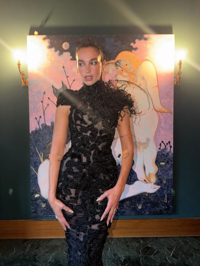 Dua Lipa wearing black Ashi Studio Couture for La Traviata at Teatro alla Scala in Milan.