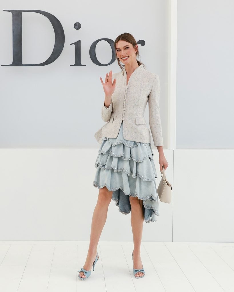 Karlie Kloss wearing Dior at the Dior Spring 2027 show in Paris.