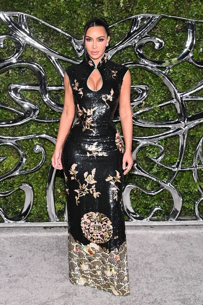 Kim Kardashian wearing vintage Yves Saint Laurent by Tom Ford at the Lucas Museum of Narrative Art opening in Los Angeles.