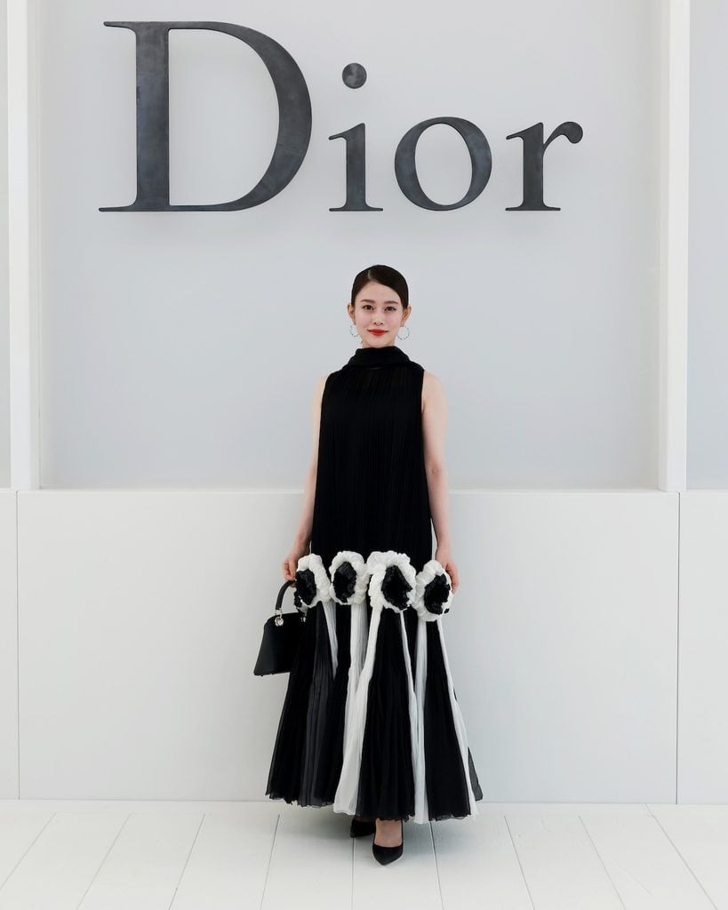 Mitsuki Takahata wearing Dior Resort 2027 at the Dior Spring 2027 show in Paris.