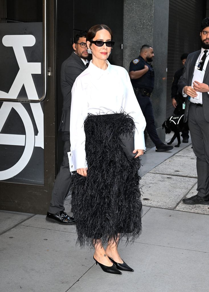 Sarah Paulson in Michael Kors Collection arriving at Good Morning America in New York