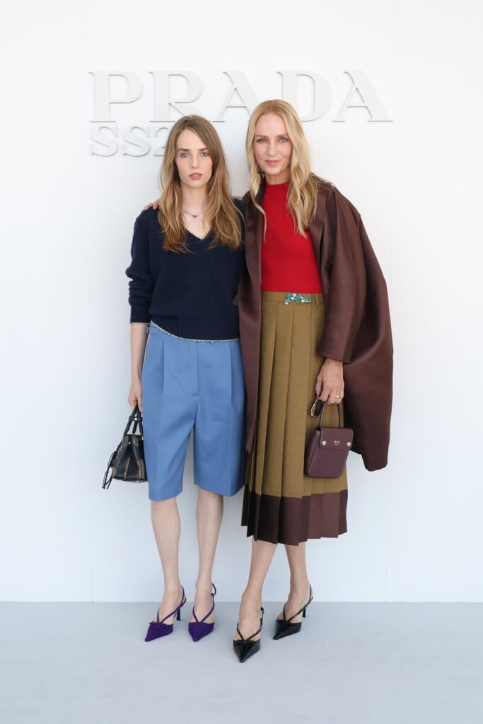 Uma Thurman, Maya Hawke, Hunter Schafer and other guests at the Prada Spring/Summer 2027 womenswear show in Milan.