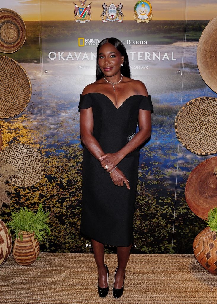 Venus Williams wearing Marc Jacobs and De Beers jewellery at the National Geographic Society and De Beers Group Okavango Eternal event.