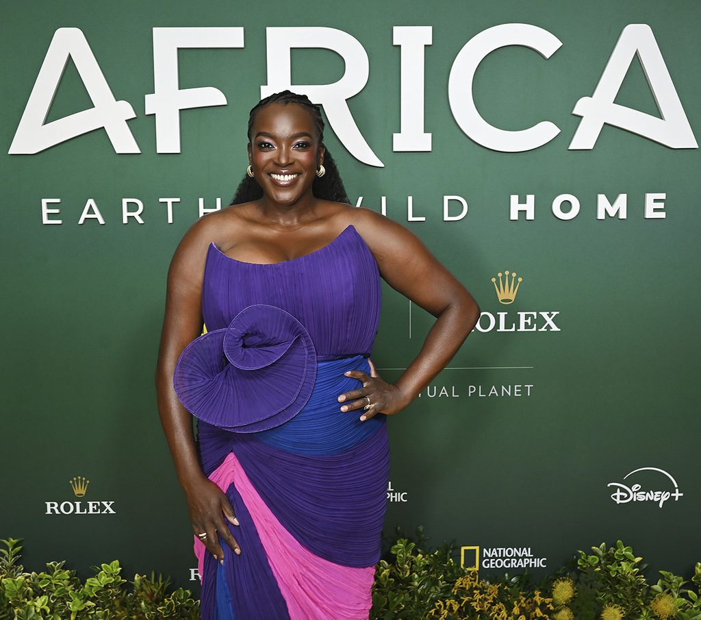 Wunmi Mosaku in Atelier Ndigo at the ‘Africa: Earth’s Wild Home’ London premiere.