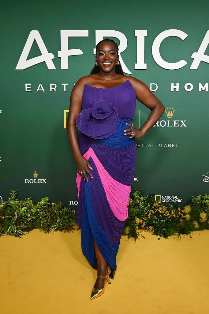 Wunmi Mosaku wearing Atelier Ndigo at the ‘Africa: Earth’s Wild Home’ premiere at BAFTA in London.