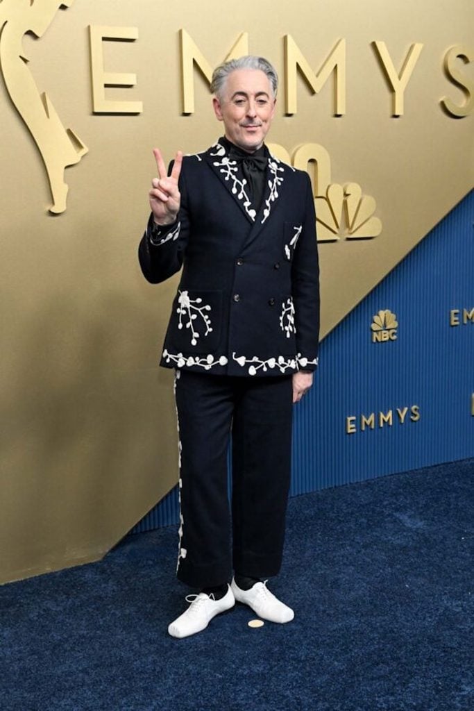 Alan Cumming wearing a floral-embroidered Bode suit at the 2026 Emmys.