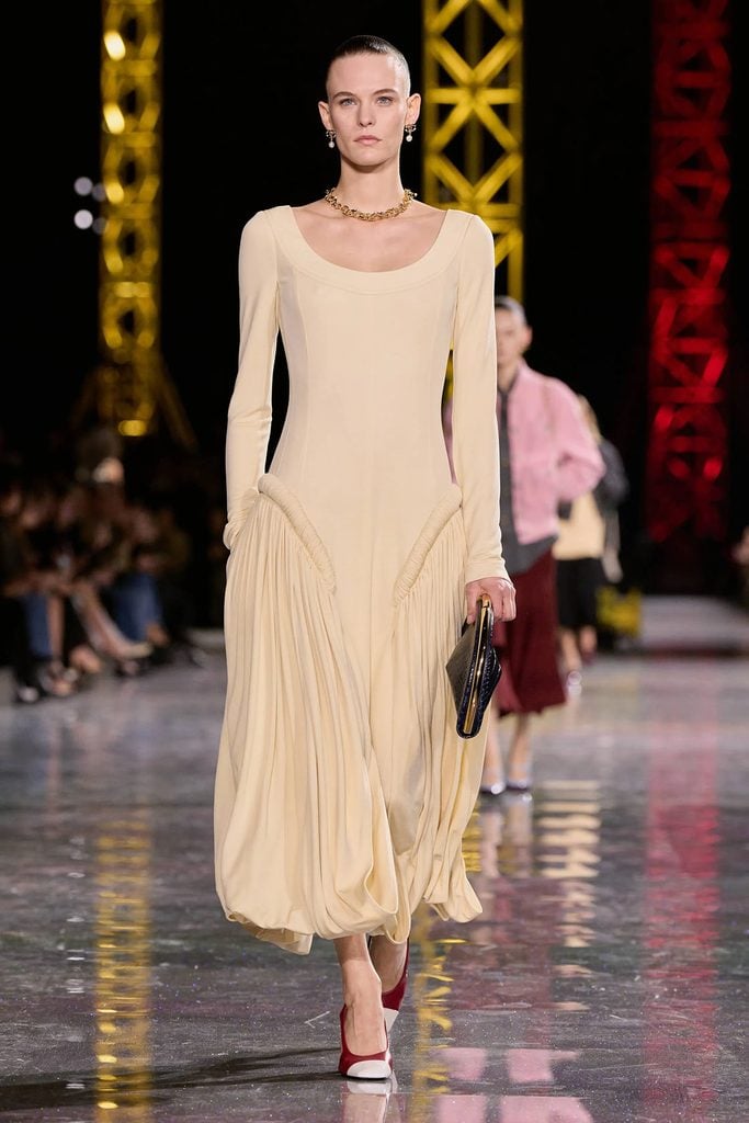 Chanel Fall 2026 pale-yellow dress on the runway, later worn by Lily-Rose Depp at the Alpha Gang TIFF premiere.