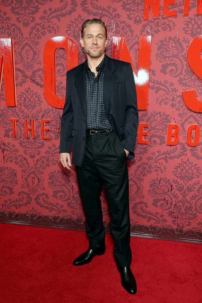 Charlie Hunnam wears Saint Laurent by Anthony Vaccarello at the Monster: The Lizzie Borden Story New York premiere