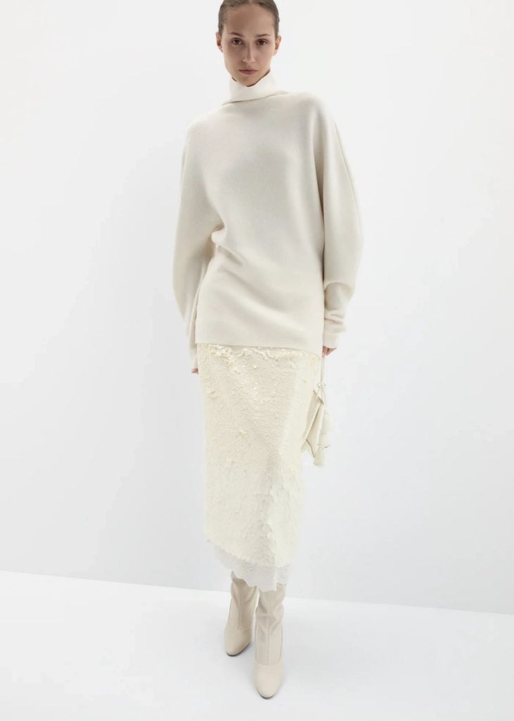 Magda Butrym dimensional-sleeve turtleneck and sequin pencil skirt