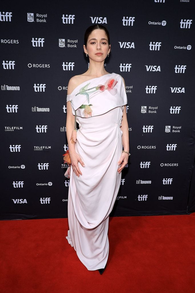 Mariana di Girolamo in a pale-pink floral Dior dress at the Wild Horse Nine TIFF premiere