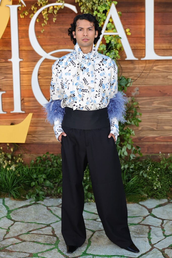Xolo Maridueña wears Mithridate floral shirt at the Practical Magic 2 LA premiere in Los Angeles.