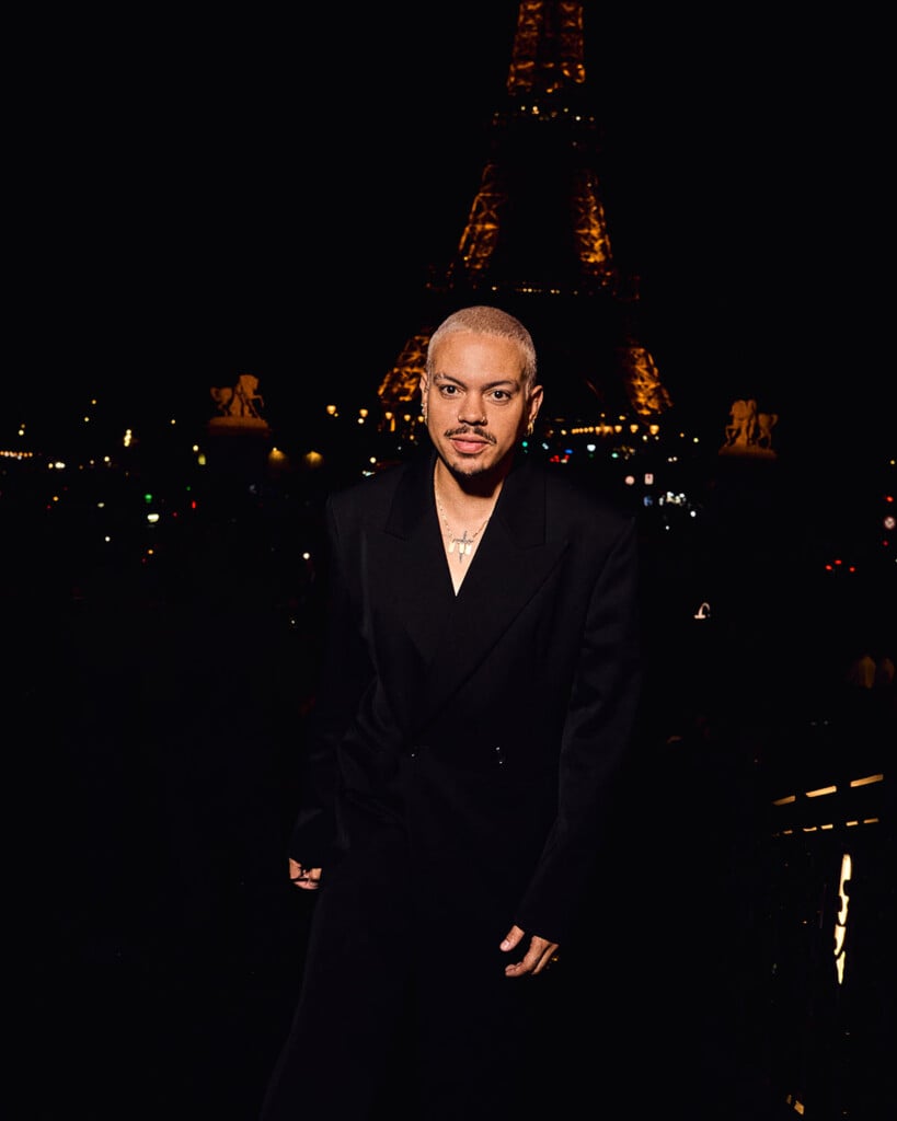 Evan Ross at the Saint Laurent Spring 2027 show during Paris Fashion Week.