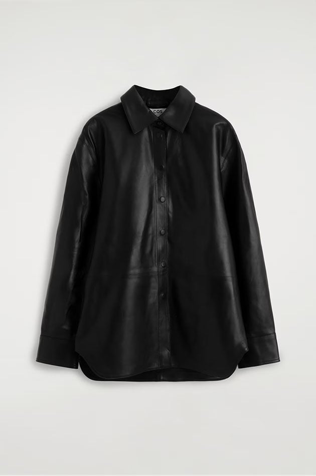 COS BLACK LEATHER SHIRT