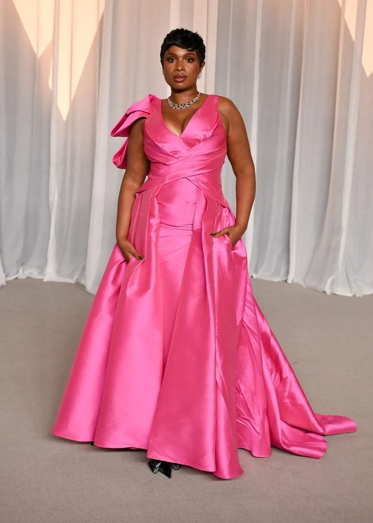 Jennifer Hudson wearing a bright pink Pamella Roland Resort 2024 gown at the 2026 Academy Museum Gala in Los Angeles