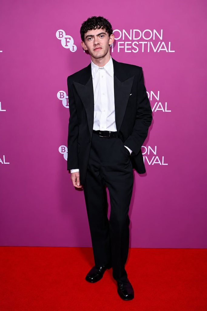 Joe Locke wearing Givenchy by Sarah Burton Spring 2027 with a Tiffany Knot necklace at the 'Black Church Bay' BFI London Film Festival premiere