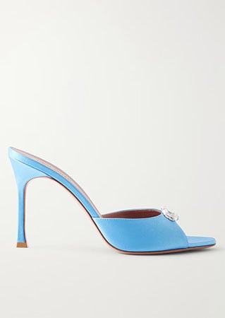 AMINA MUADDI Mini Camelia 95 crystal-embellished satin sandals