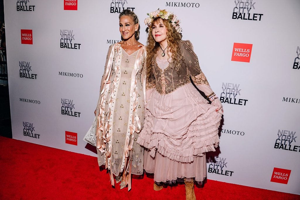 Sarah Jessica Parker wearing custom Simone Rocha alongside Stevie Nicks at the New York City Ballet Fall Fashion Gala.