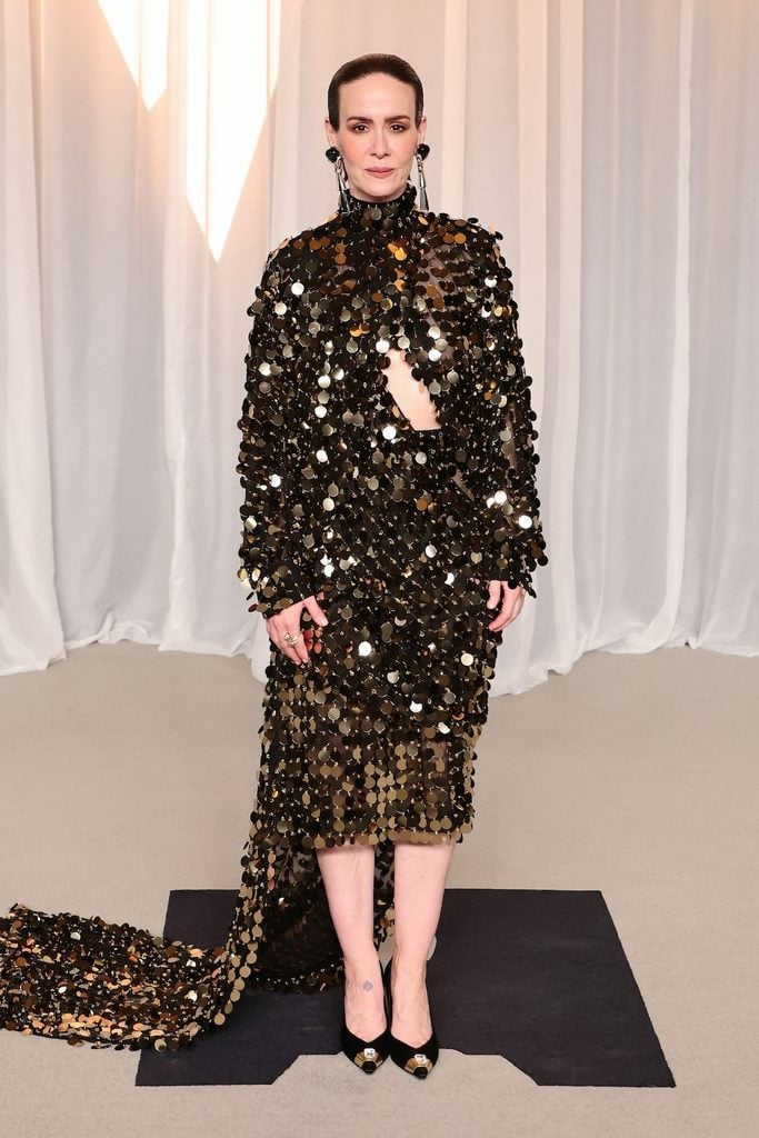 Sarah Paulson, Andrew Garfield and Yahya Abdul-Mateen II wearing Ferragamo at the 2026 Academy Museum Gala
